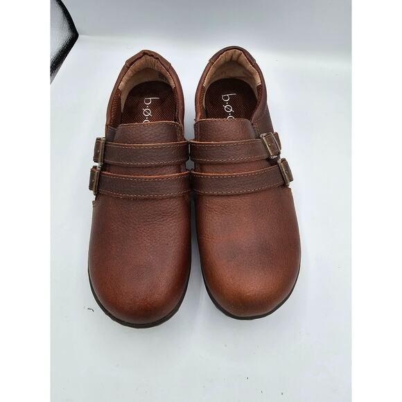 BOC Born Concepts Brown Leather Double Buckle Strap Loafers 7.5 M - Picture 2 of 6
